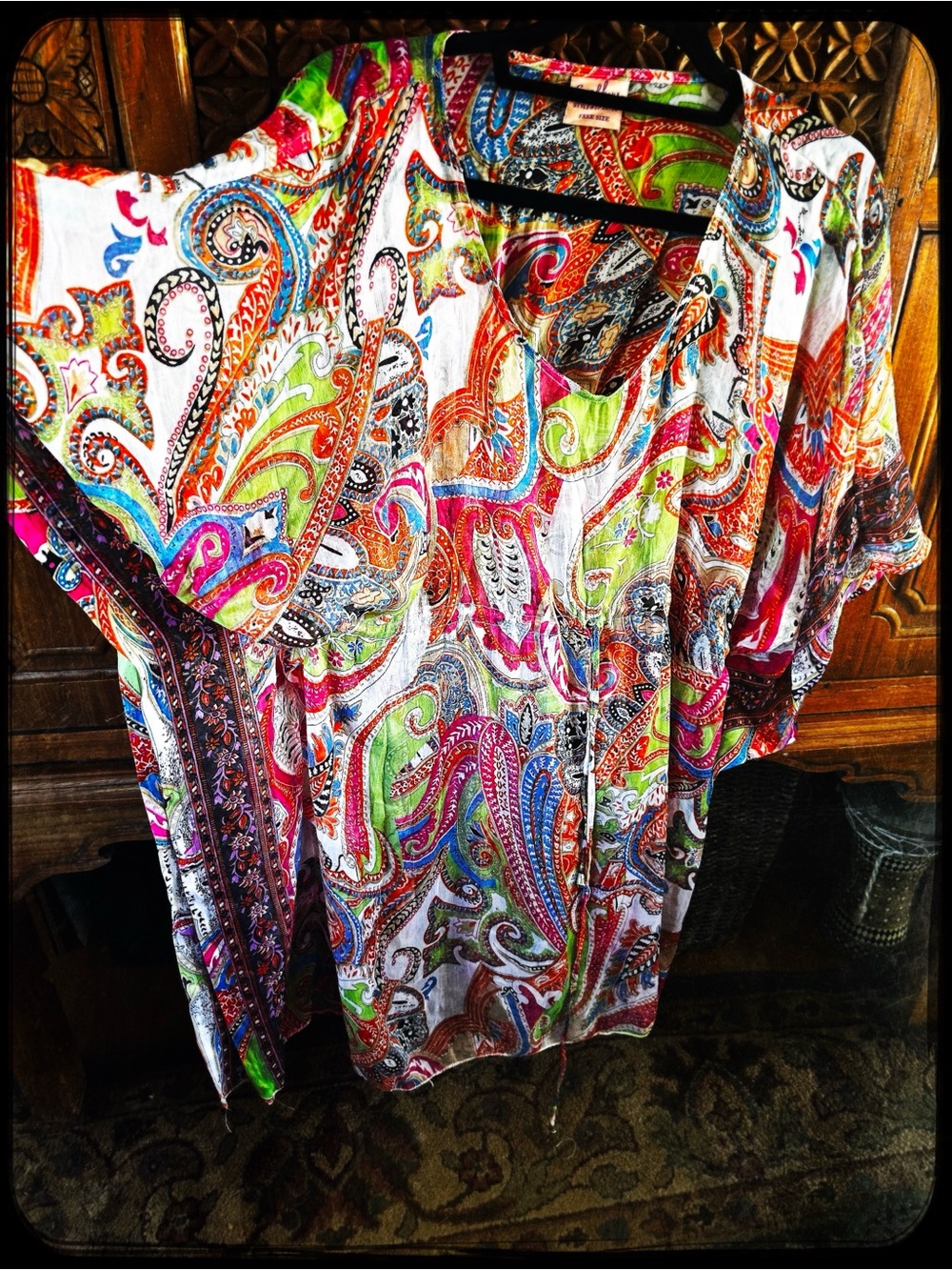 Chiffon tunic, White with Bright Botanical Print